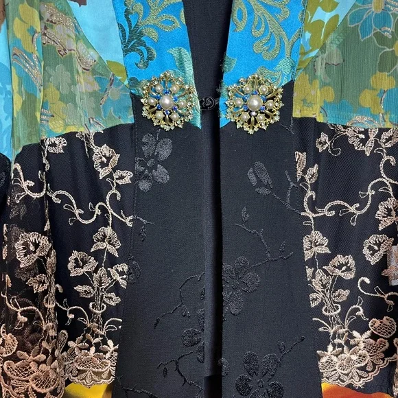 Y2K Spencer Alexis Floral Fairy Lacy Kimono Womens Blouse Size Large - Picture 3 of 13